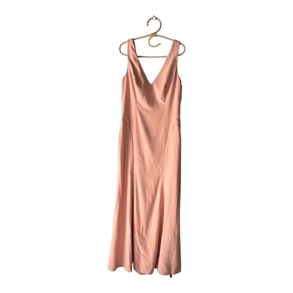 Dessy Collection Porcelain Pink Deep V Neck Trumpet Special Occassion Gown 3060 - Picture 4 of 15